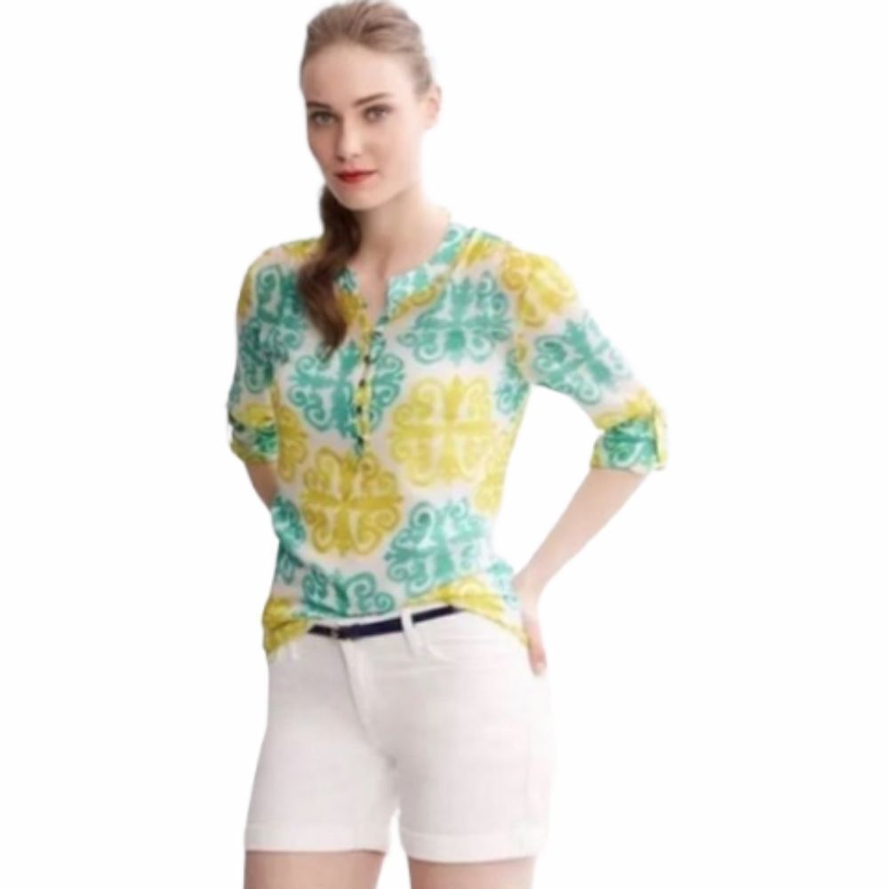 BANANA REPUBLIC x MILLY blouse sheer medallion chiffon top 2